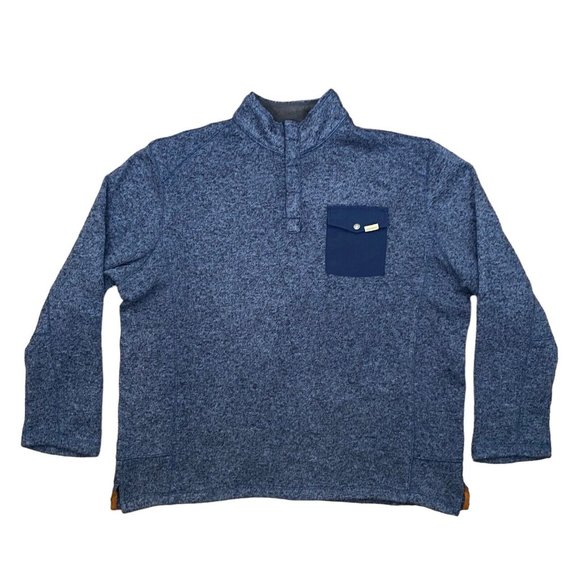 Woolrich Sweater Men's 2XL XXL Blue Fleece Quarter Snap Pullover Sweatshirt - Picture 1 of 5